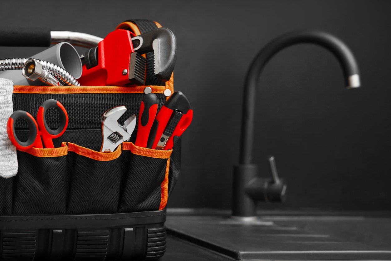 Plumbing Toolbag Near Sink