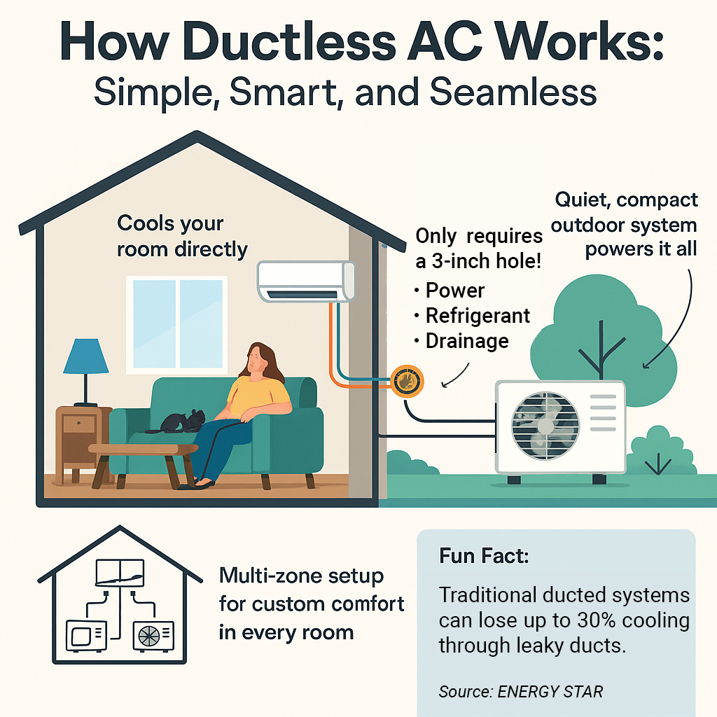 How Ductless AC Works graphic